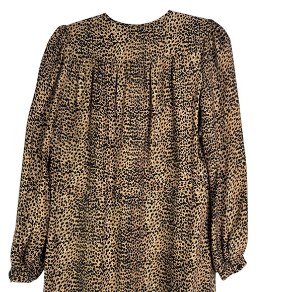 Emerson Fry May Dress Little Cheetah 100% Silk Midi Dress Long Sleeve Medium M - Picture 10 of 15